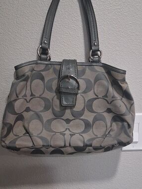 COACH Designer-Style Gray Signature Shoulder  Bag